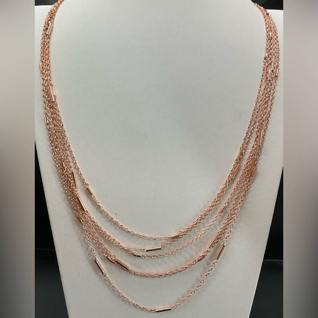 Charming Charlie Rose Gold Tone Multi Layer Long Necklace Nwot 15$